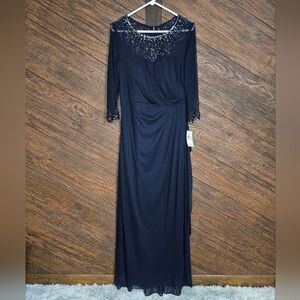 Alex Evenings Long Mother Of The Bride Midnight Blue  NWT Gown 12
